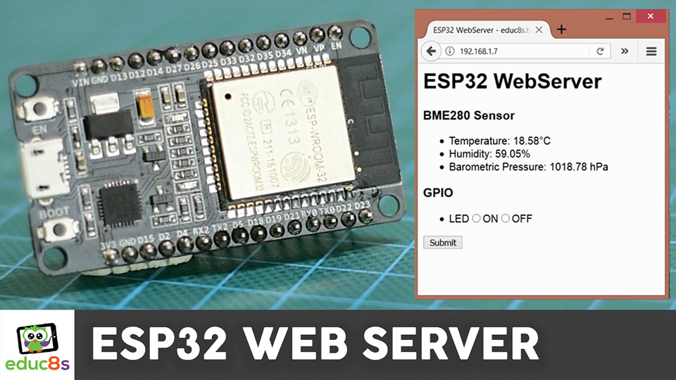 Работающий веб-сервер ESP32 с показаниями BME280