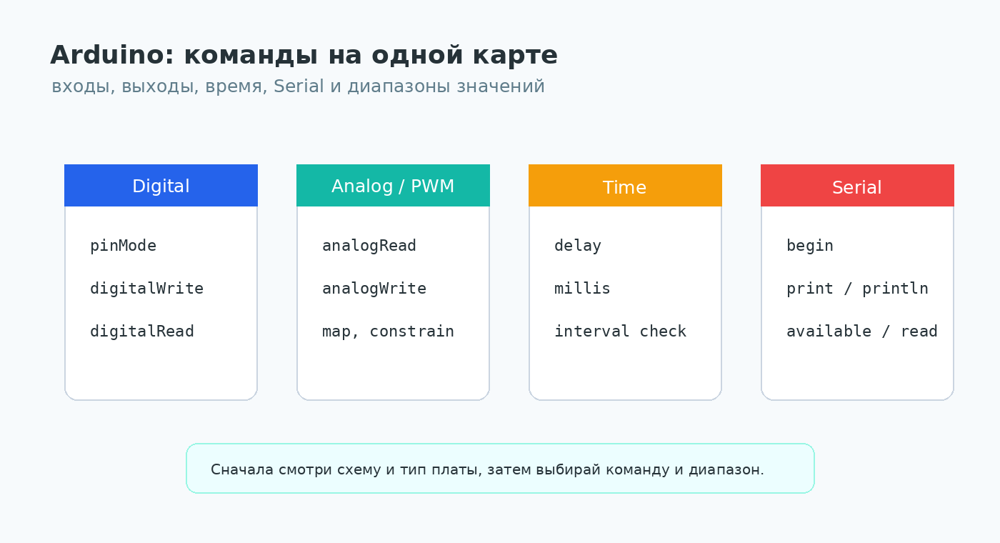Основные группы команд Arduino